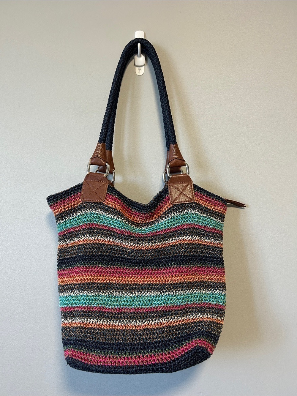 The Sak Boho Slouchy Multi Colour Woven Tote Shoulder Bag